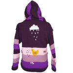 A Traditional Peruvian design - girl's country cardigan in purple with animals on.