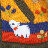 A Traditional Peruvian design - boy's country jumper in green with animals on.