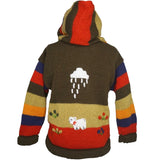 A Traditional Peruvian design - boy's country jumper in green with animals on.