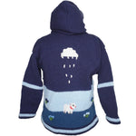A Traditional Peruvian design - boy's country jumper in denim blue with animals on.