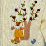 Girl's Goldilocks and the Three Bears Cardigan in cream with a zip front and hood.