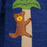 Jungle animals boy's jumper in denim blue with animals on back and front & hood.