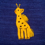 Jungle animals boy's jumper in denim blue with animals on back and front & hood.