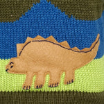 Boy's Dinosaur Jumper in green with a hood and zip front.