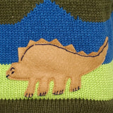 Boy's Dinosaur Jumper in green with a hood and zip front.
