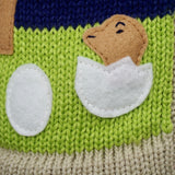 Boy's Dinosaur Jumper in beige with a hood and zip front.