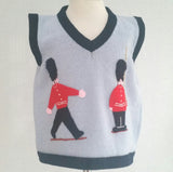 Boy's Soldier tank top in pale blue with marching guardsmen embroidered on by hand.