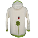 Girl's Cardigan off-white with clover and ladybirds embroidered all over.