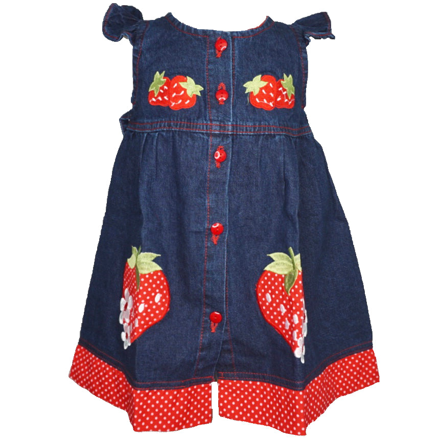 Denim Dress with strawberry design.
