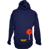 Navy Blue Boy's Jumper with a Train on front, and STOP sign on back, zip and hood.