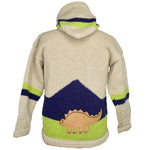Boy's Dinosaur Jumper in beige with a hood and zip front.
